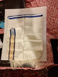 Kosher Tallit Prayer Shawl Tsit Tsit with Stripes Size 29" X 35" USED