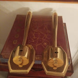 Vintage Designer Mid Century Modern Gold Sconces - Diamonds Sapphires Rubies Emeralds