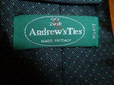 100% Silk Italian Tie by Andrew's Ties Zadi of Milano Black with Green Polka Dot - Diamonds Sapphires Rubies Emeralds