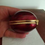 Vintage Enamel Egg Box Maroon - Diamonds Sapphires Rubies Emeralds